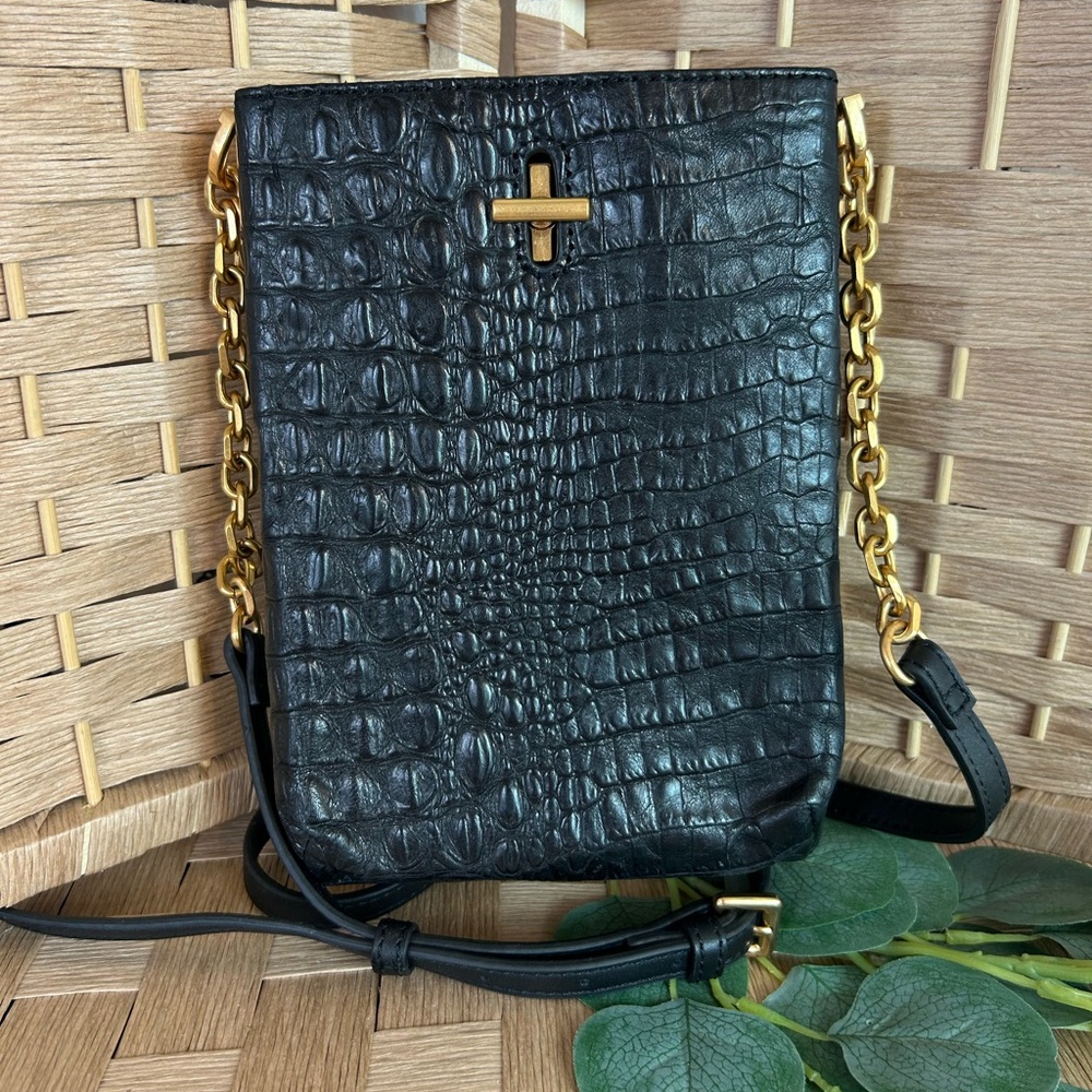 Thacker Pippa Crossbody in Black Croco Mini Bag